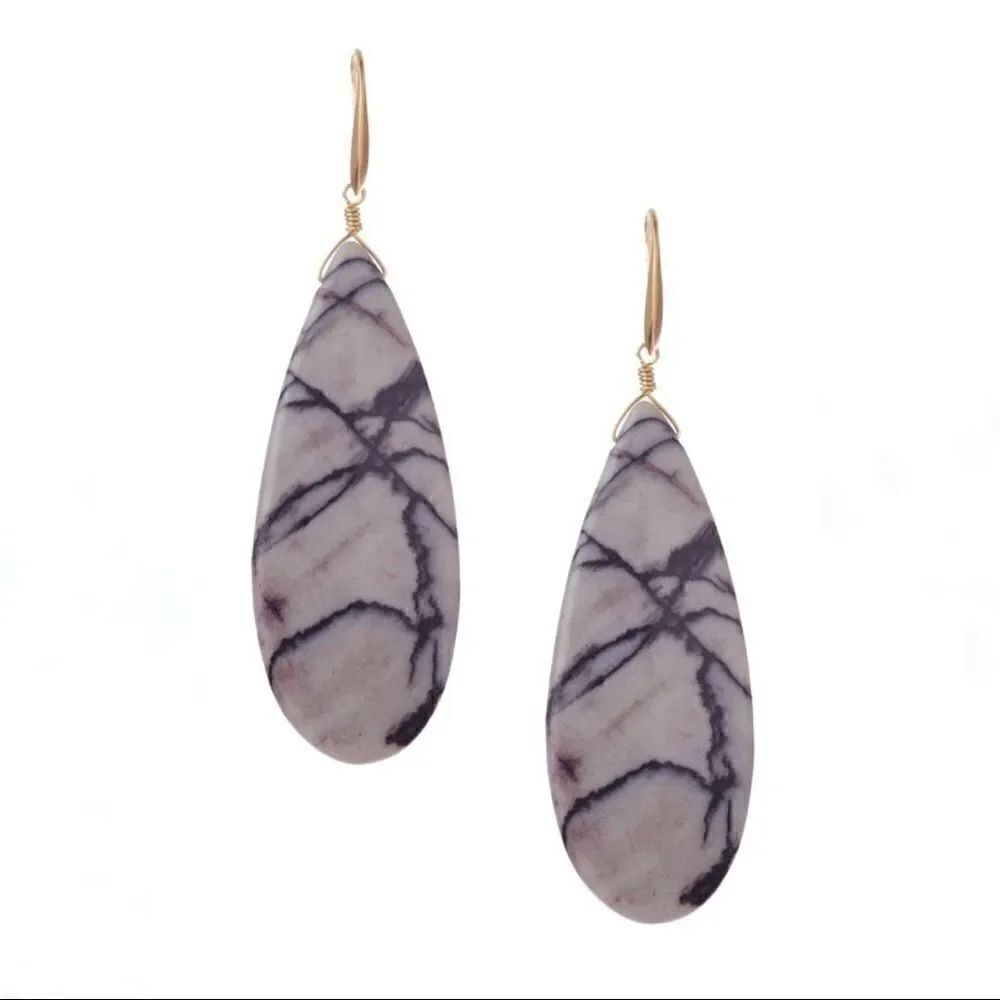 SIGRID large zebra jasper teardrop earrings